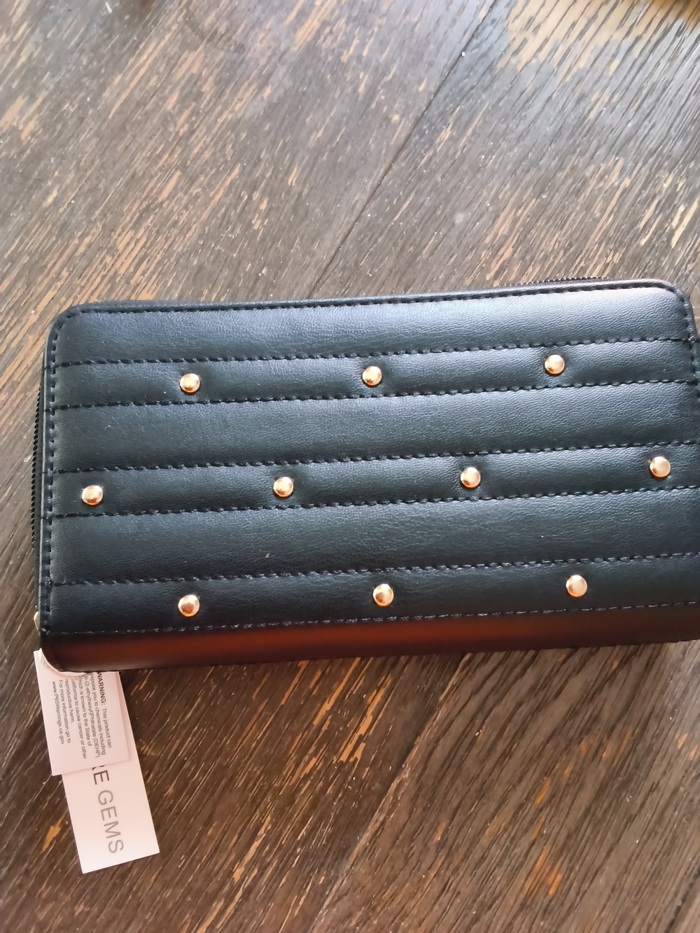 Coutour Gems Black Quilted Studded Wallet